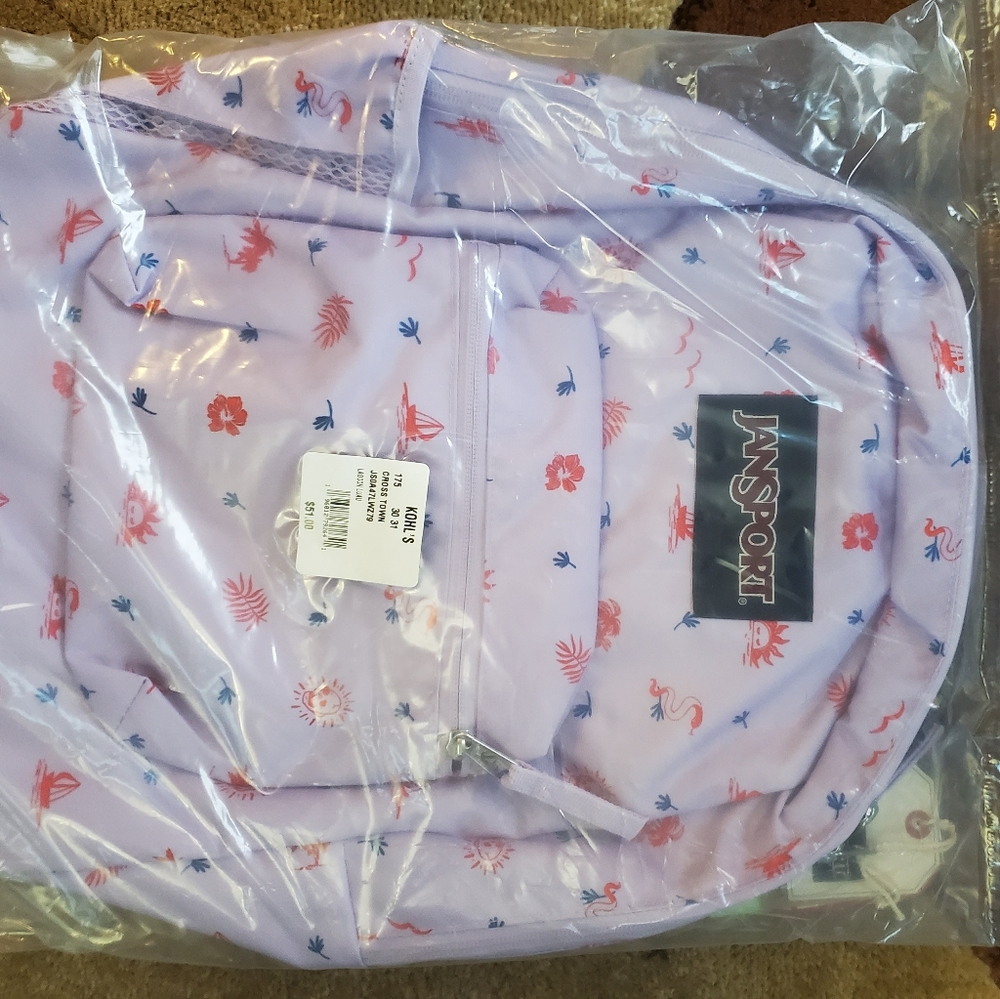 JanSport Cross Town Backpack Lagoon Luau NWT in Original Packaging - Picture 8 of 9